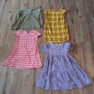Lot Of Girls Dress Top Size 10/12 Cat Jack Pink & Violet Popular 21 Falls Creek
